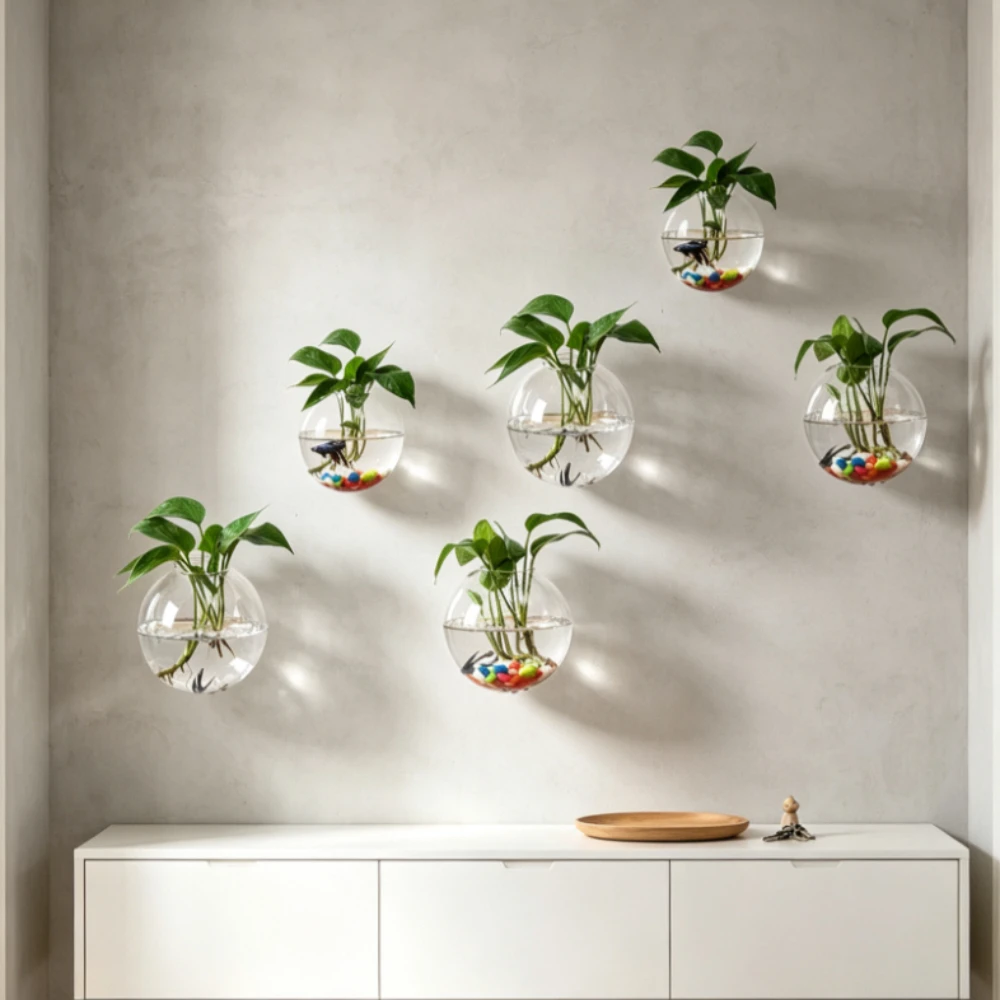 壁掛け式のガラス製水耕栽培花瓶。丸い形状で、植物の増殖に最適 - Propagation Station Vase のレビューと価格